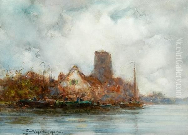 Grey Day On The Scheldt, Belgium Oil Painting by Frank Spenlove Spenlove
