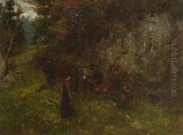 Die Heimkehr Von Der
 Hirschjagd: Oil Painting by Johann Sperl