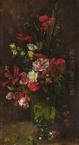 Sommerstraus In Einer
 Glasvase. Oil Painting by Johann Sperl