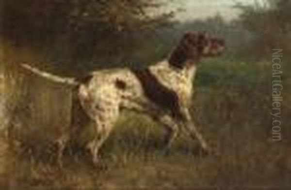 Deutsch Kurzhaar Am
 Waldesrand. Oil Painting by Heinrich Sperling