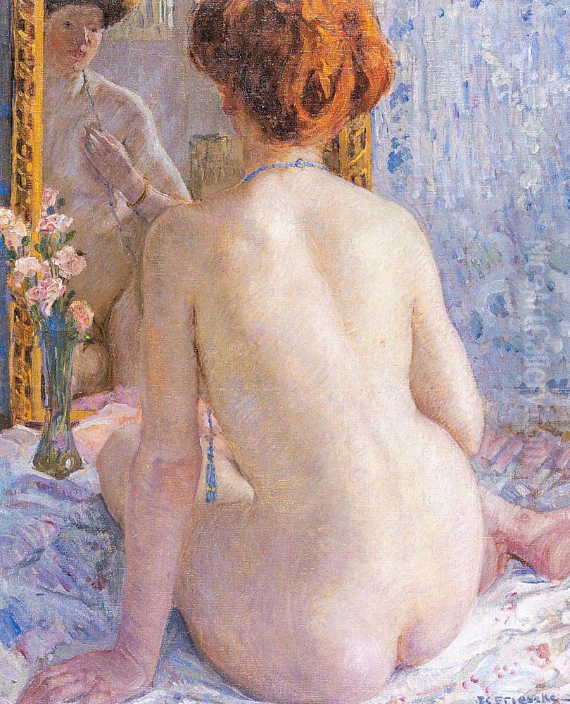 Reflections (Marcelle) Oil Painting by Frederick Carl Frieseke