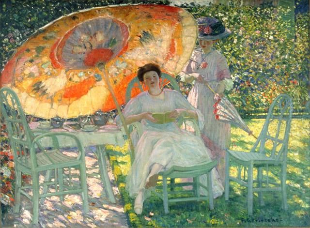 The Garden Parasol Oil Painting by Frederick Carl Frieseke