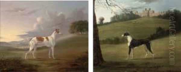 A Prize Greyhound In An 
Extensive Landscape, A Country Housebeyond; And A Prize Greyhound In An 
Extensive Landscape Oil Painting by Samuel Spode