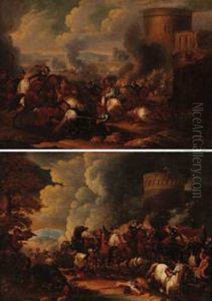 Scene Di Battaglia Nei Pressi Di
Verona Oil Painting by Ilario Mercanti Spolverini