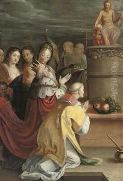 The Adoration Of Christ Oil Painting by Bartholomaeus Spranger