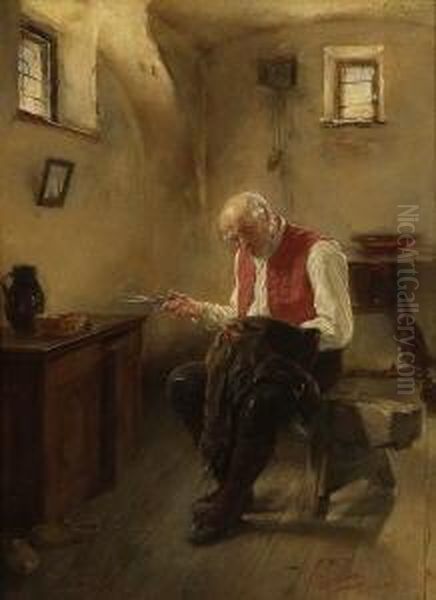 Schneider In Der
 Werkstatt. Oil Painting by Alfons Spring