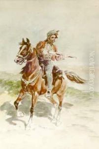 Strzelec Na Koniu Oil Painting by Wladyslaw Stachowski