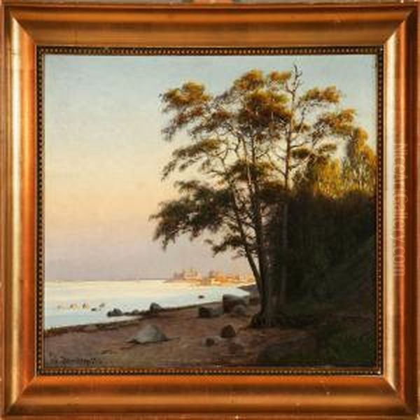 Coastal Scene At Elsinore, Denmark Oil Painting by Fritz Staehr-Olsen