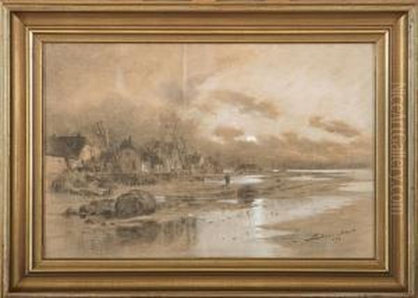 Along The Coast With Houses Oil Painting by Fritz Staehr-Olsen