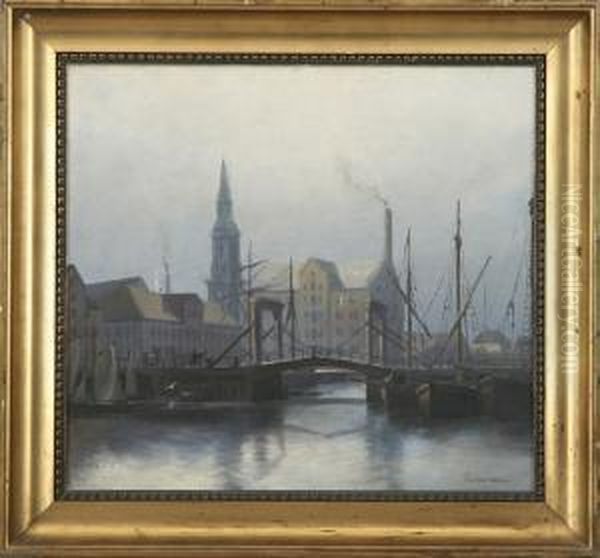 Knippelsbro In Copenhagen Oil Painting by Fritz Staehr-Olsen