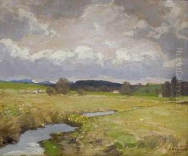 Fruhlingslandschaft Mit Bachlauf Oil Painting by Albert Stagura
