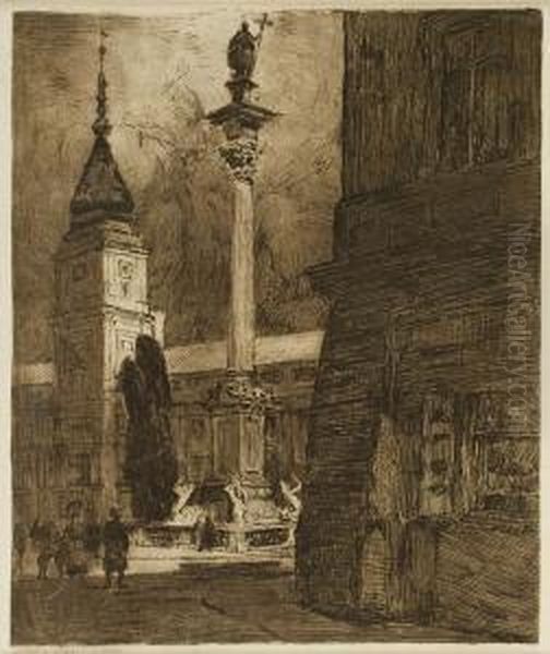 Kolumna Zygmunta W Warszawie Oil Painting by Zofia Stankiewicz