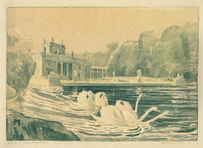 Lazienki Oil Painting by Zofia Stankiewicz