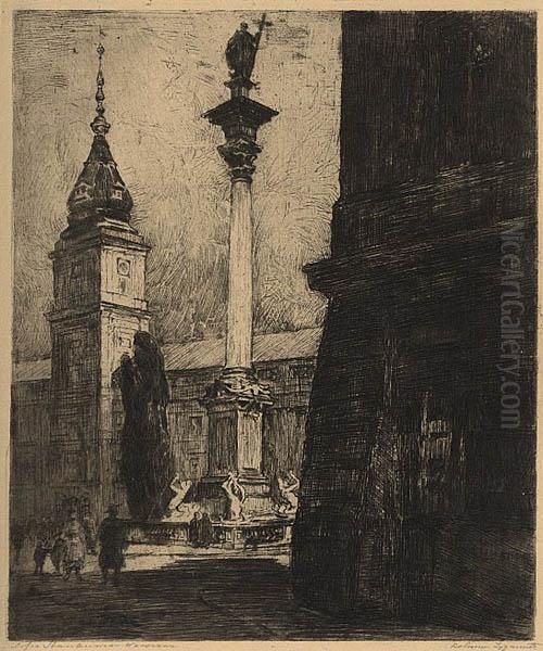 Warszawa. Kolumna Zygmunta, 1929-1933 Oil Painting by Zofia Stankiewicz