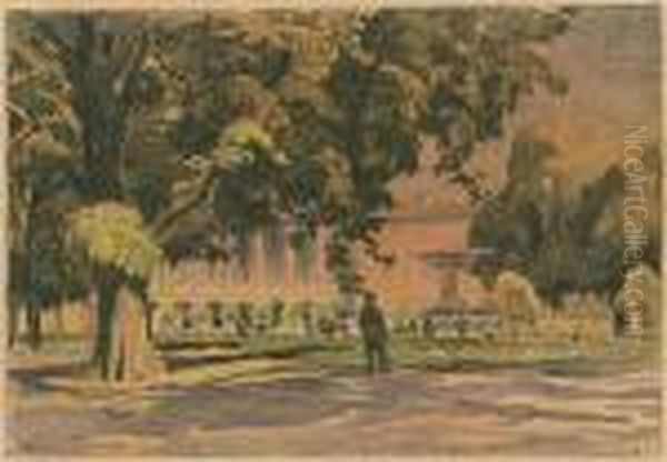 Warszawa. Ogrod Saski Oil Painting by Zofia Stankiewicz