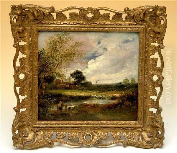 View Near Norwich Oil Painting by Alfred Stannard