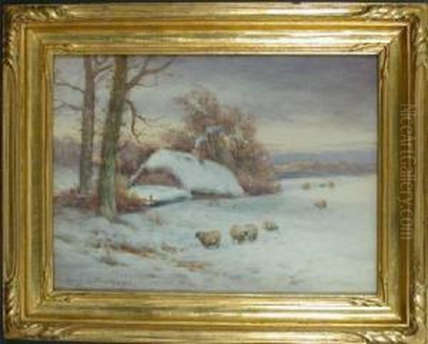 A Bedfordshire Cottage And Out In The Cold: Pair Oil Painting by Henry Stannard