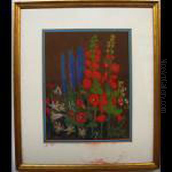 Wildflowers (holly Hocks, Poppies, Etc.) Oil Painting by Owen B. Staples