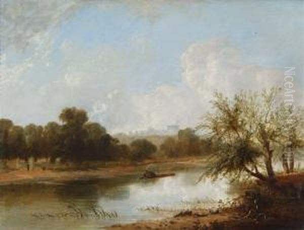 Windsor Castle From Datchet Bridge Oil Painting by Arthur J. Stark