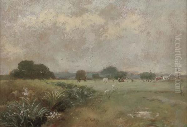 Hale Farm Water Meadows Oil Painting by Arthur J. Stark