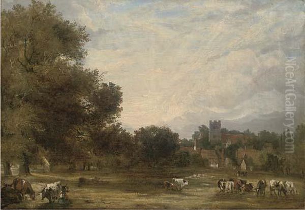 Aylesford Church Oil Painting by Arthur J. Stark