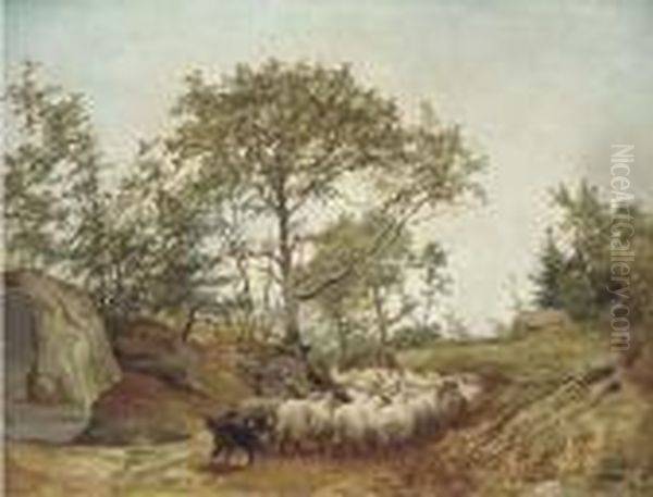 Counting The Sheep Oil Painting by Arthur J. Stark