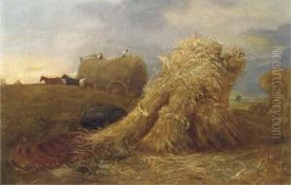 Haymaking Oil Painting by Arthur J. Stark