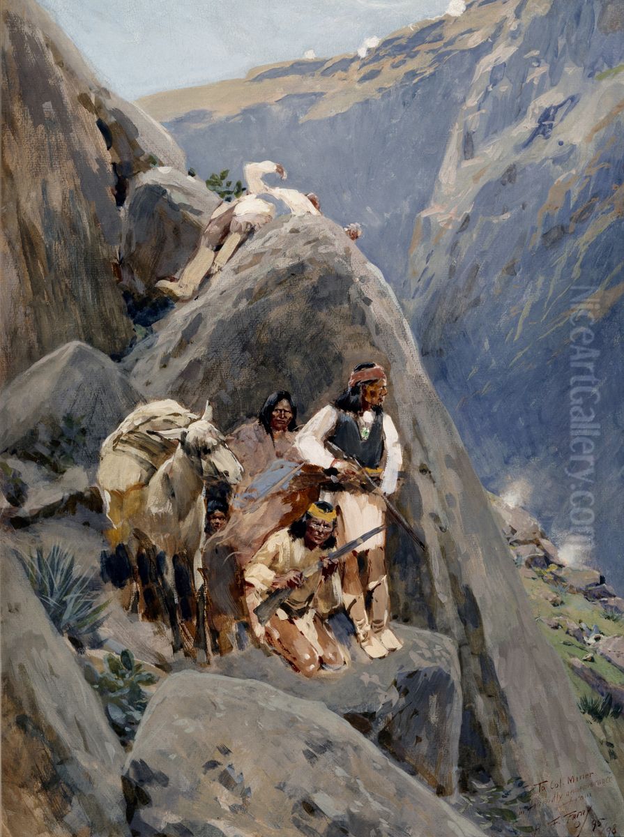 Apache Indians in the Mountains Oil Painting by Henry Farny