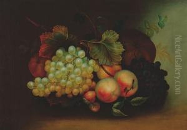 Still Life Of Grapes, Apples And Other Fruit Oil Painting by Edwin Steele