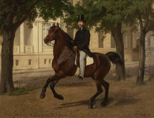 Vornehmer Reiter Oil Painting by Carl Steffeck