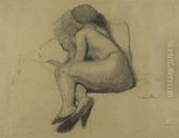 Nu De Dos>. Oil Painting by Theophile Alexandre Steinlen