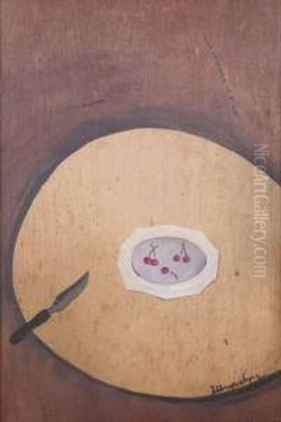 Cherries And Knife Oil Painting by David Petrovich Sterenberg