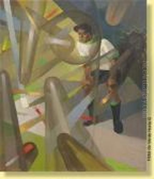 Le Joueur De Football Oil Painting by Fernand Steven