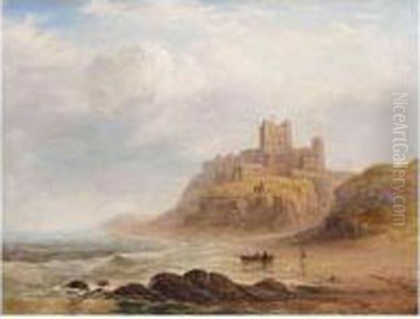 Bambrough Castle Oil Painting by George Blackie Sticks