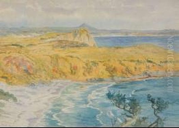 Cornwall Coastal Study Oil Painting by Margaret Olrog Stoddart