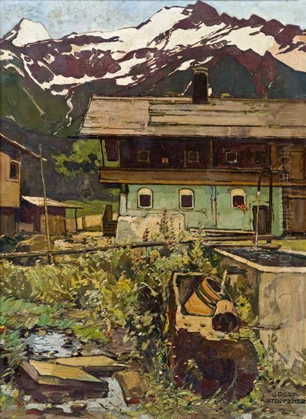 Berghutte Oil Painting by Josef Stoitzner
