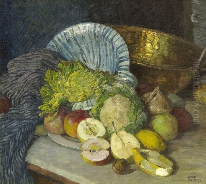 Kuchenstillleben Oil Painting by Josef Stoitzner
