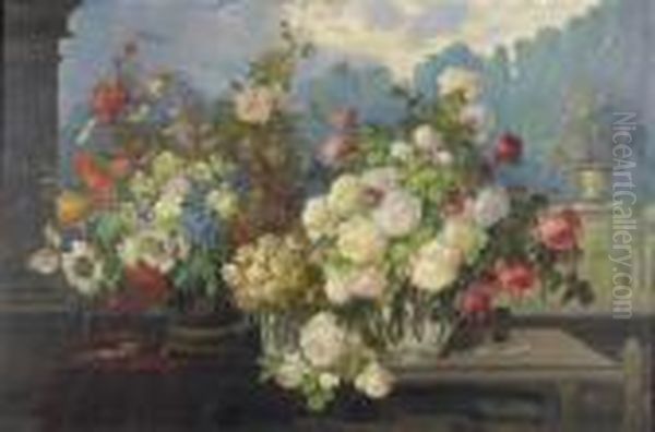 Blumenstillleben Oil Painting by Konstantin Stoitzner