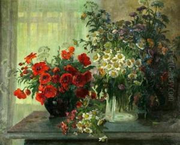 Flowers Oil Painting by Konstantin Stoitzner