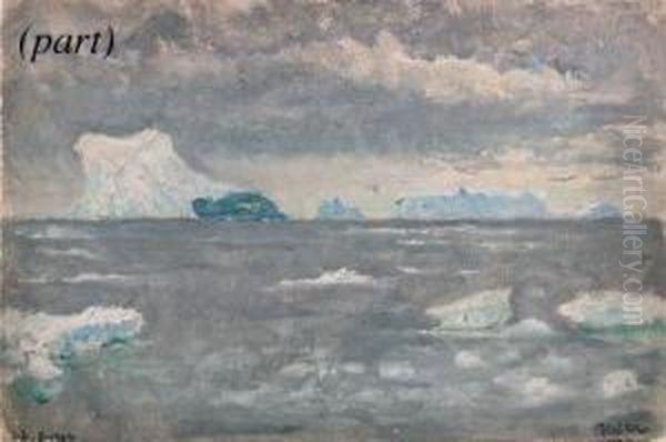 Four Swedish Antarctic 
Expedition Field Sketches: Palmer Land;tabular Berg, King Oscar Ii Land;
 Tabular Berg Off Palmer Land,january 20, 1902; And Great Bergs, Weddell
 Sea, Sketch No 1,february 5, 1902, Antarctica Oil Painting by Frank Wilbert Stokes