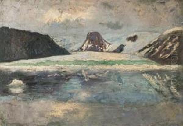The Sontag Bay With The George W. Childs Glacier, Smith Sound (offprudhoe Land) Oil Painting by Frank Wilbert Stokes