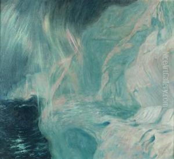 Aurora Australis, Great Ice Barrier Oil Painting by Frank Wilbert Stokes