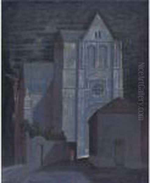View Of A Church By Night Oil Painting by John Henry Bradley Storrs