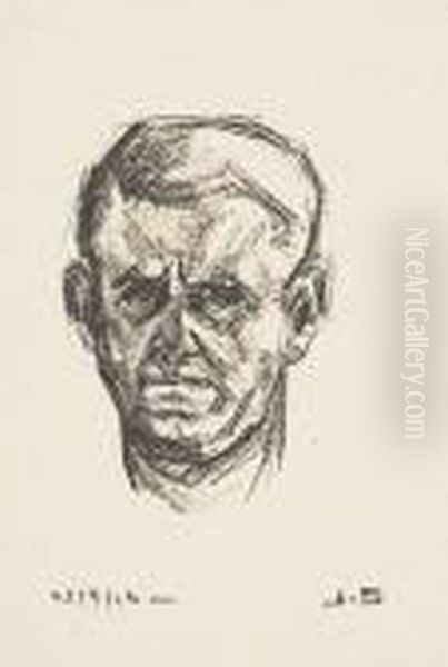 Two Lithographs.
Self Portrait Oil Painting by John Henry Bradley Storrs