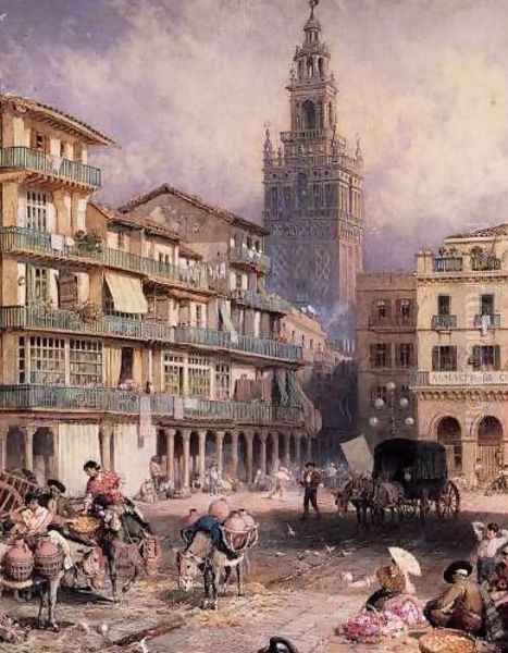 Seville Oil Painting by Myles Birket Foster