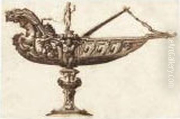 Design For A Tazza Or Incense 
Vessel In The Shape Of A Boatsurmounted By The Figure Of Faith Oil Painting by Jacopo Strada
