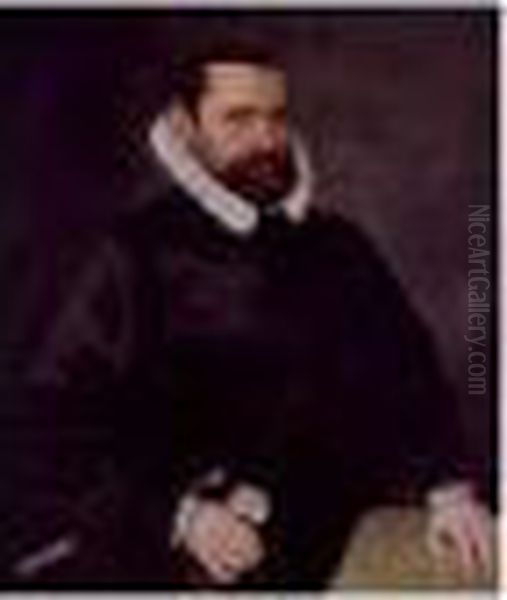 Signed With Monogram Ls And 
Inscribed With The Sitter's Age And Date Aetatis Sua 49 Ano 1593 Oil Painting by Lorenz Strauch