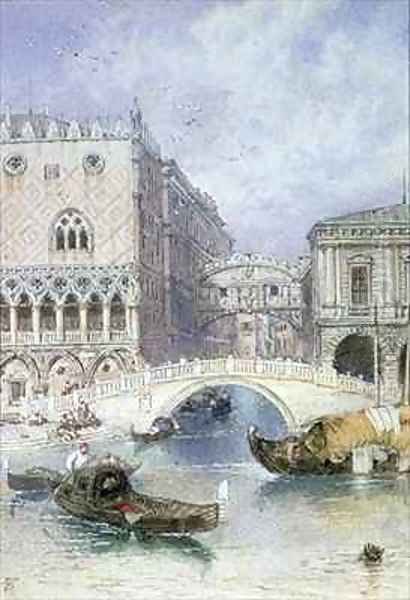 The Bridge of Sighs Venice Oil Painting by Myles Birket Foster