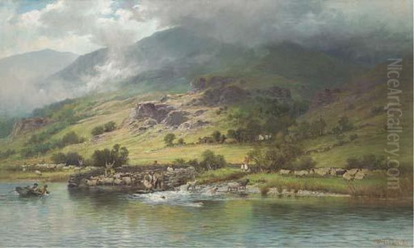 Sheep Dipping Oil Painting by Charles Stuart
