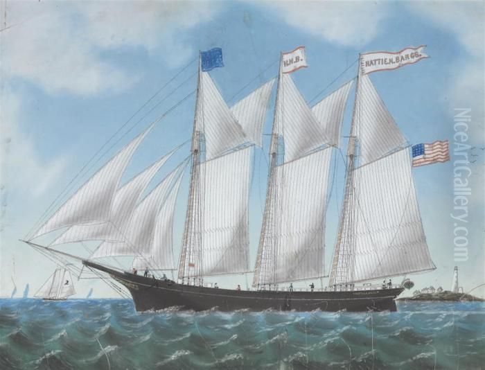 The Trading Schooner The 
Hattie N. Bangs Oil Painting by William Pierce Stubbs